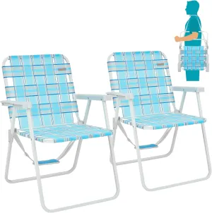 #WEJOY Folding Webbed Lawn Beach Chair - Heavy Duty Portable Outdoor Chair with Hard Armrest for Camping,Garden,Concerts,Festivals and Sand Picnic BBQ,265 LBS