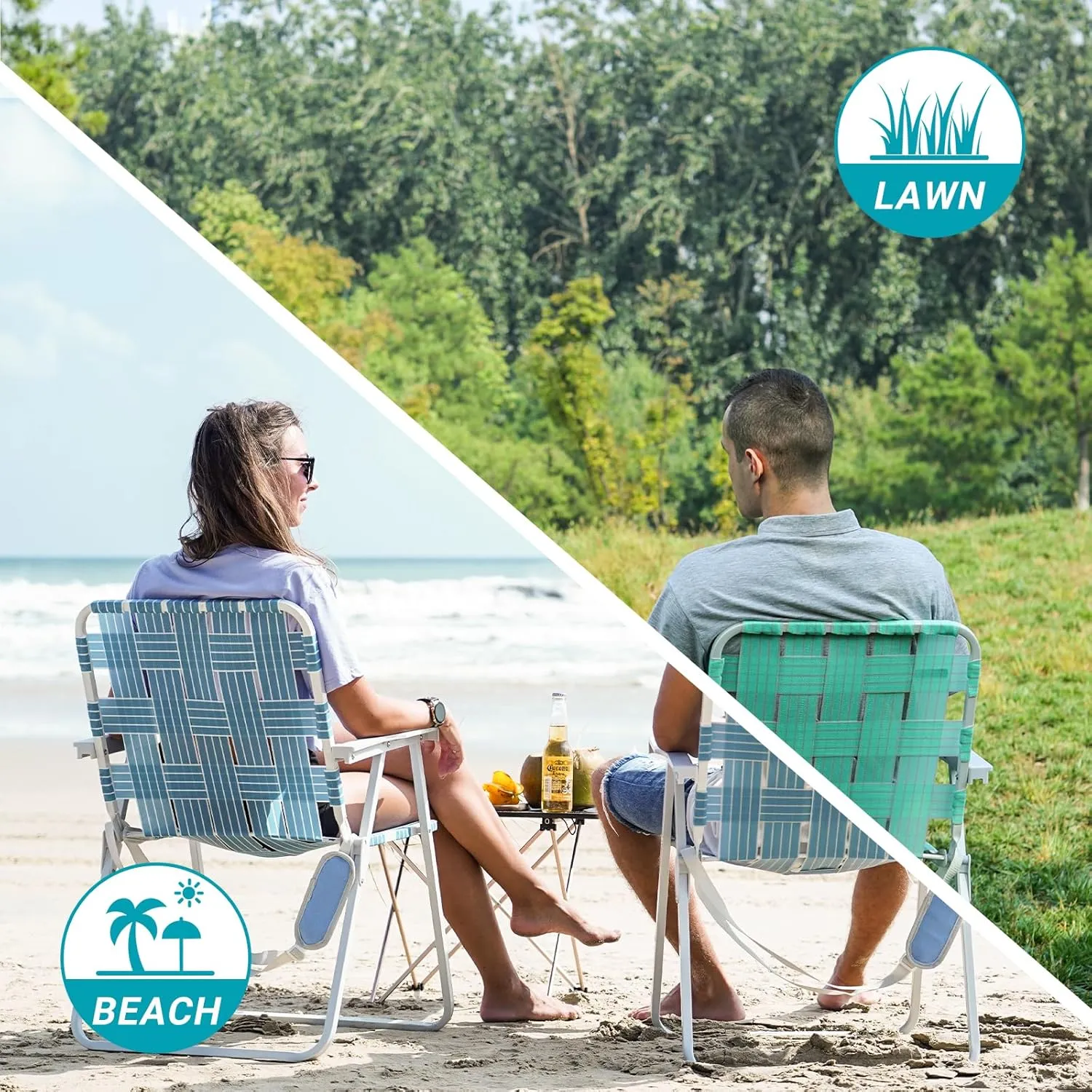 #WEJOY Folding Webbed Lawn Beach Chair - Heavy Duty Portable Outdoor Chair with Hard Armrest for Camping,Garden,Concerts,Festivals and Sand Picnic BBQ,265 LBS