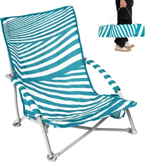 #WEJOY Portable Folding Beach Chair with Carry Bag Low Beach Chairs for Adults, Chair for Outdoor, Picnic, Camping Green White Chairs
