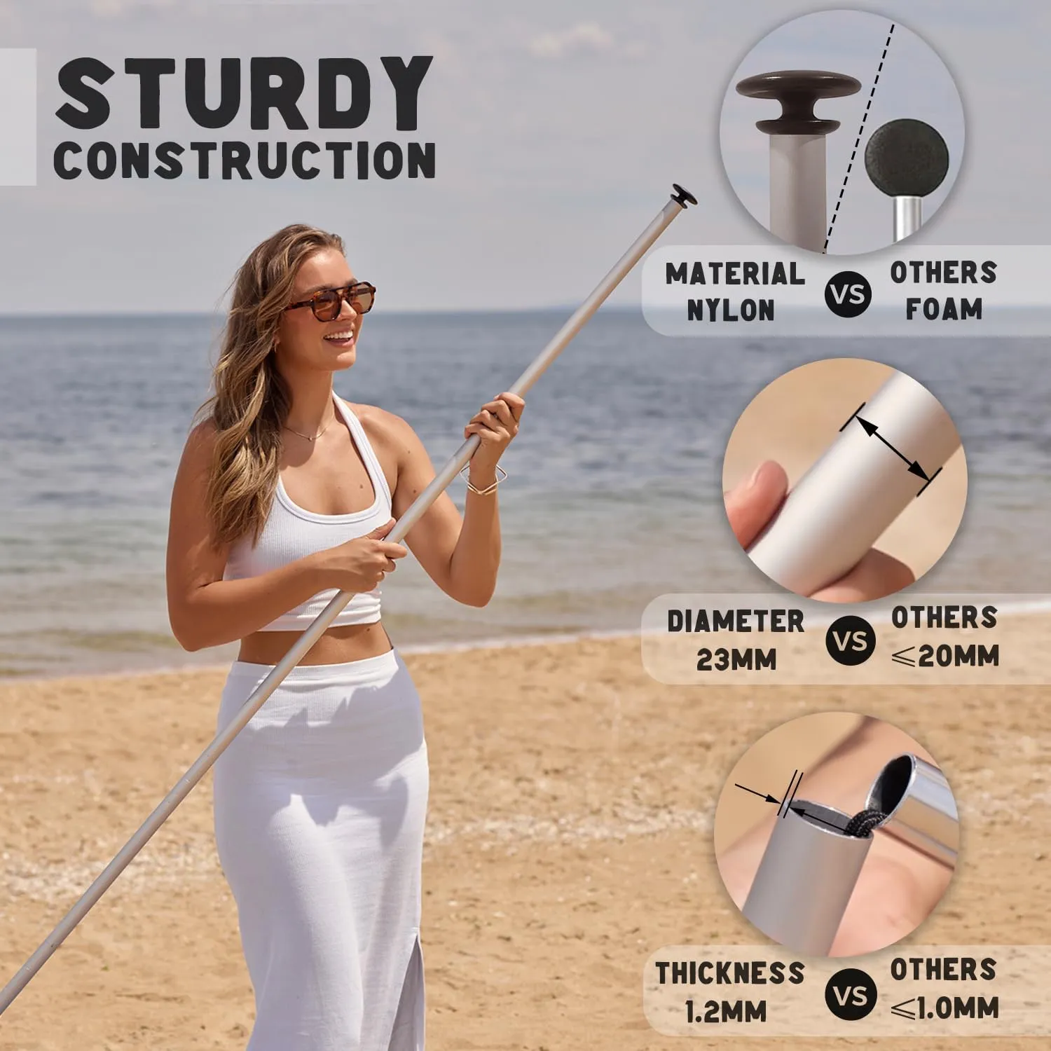 WEKAPO Extra Replacement Poles for a Beach Tent, 7'1'' Tall, Made 6061 Aluminum (for Tent 9x10)