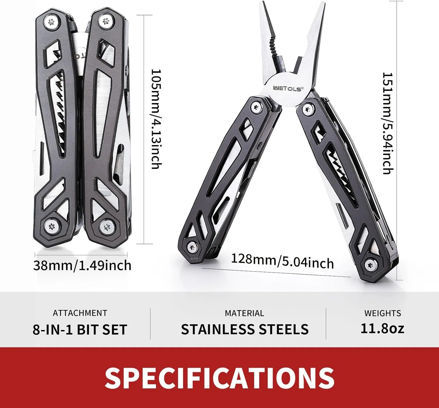 WETOLS Multitool 21-in-1 Stainless Steel Pocket Knife, Father's Day Gift Ideas Gifts for Mens Gifts for Dad Him, Self-locking Pliers Multi Tools, Mens Birthday Gift Ideas, EDC Knife for Outdoors