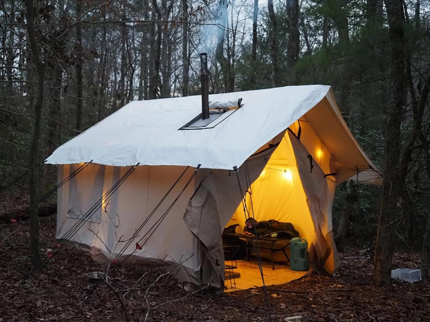 WHITEDUCK Alpha Canvas Wall Tent – Waterproof 4 Season Outdoor Camping & Hunting Tent w/Heavy Duty Aluminum Frame & PVC Floor for Large Groups Families & Outfitters