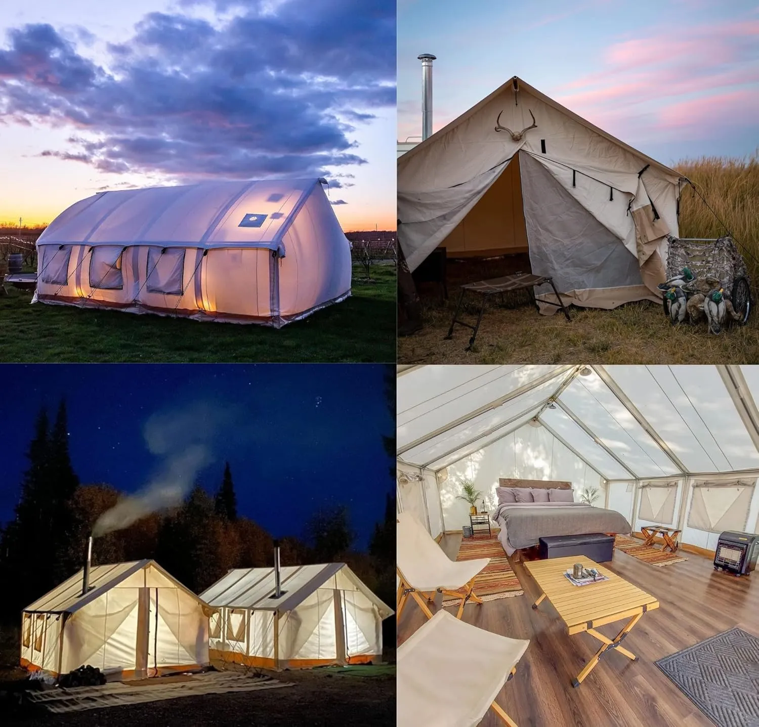 WHITEDUCK Alpha Canvas Wall Tent – Waterproof 4 Season Outdoor Camping & Hunting Tent w/Heavy Duty Aluminum Frame & PVC Floor for Large Groups Families & Outfitters