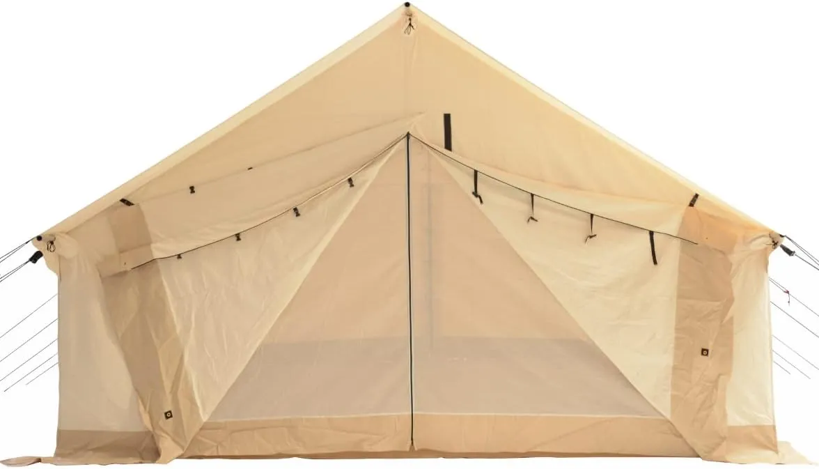 WHITEDUCK Alpha Canvas Wall Tent – Waterproof 4 Season Outdoor Camping & Hunting Tent w/Heavy Duty Aluminum Frame & PVC Floor for Large Groups Families & Outfitters