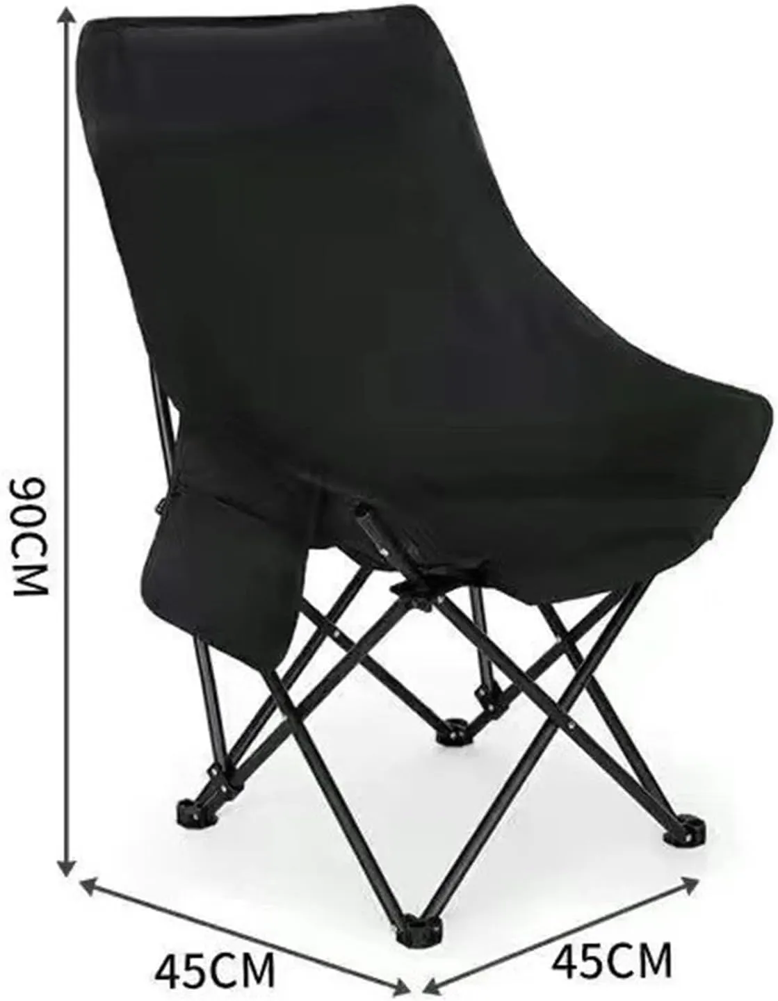 Widened High Back Chair Outdoor Folding Camping Chair Multifunctional Home Portable Fishing Stool(Black)