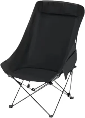 Widened High Back Chair Outdoor Folding Camping Chair Multifunctional Home Portable Fishing Stool(Black)