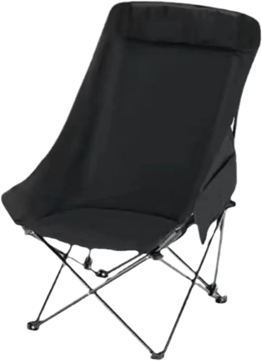 Widened High Back Chair Outdoor Folding Camping Chair Multifunctional Home Portable Fishing Stool(Black)