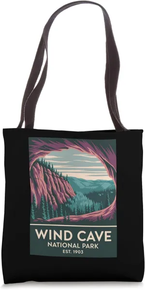 Wind Cave National Park Vintage Camping Hiking Men Women Tote Bag