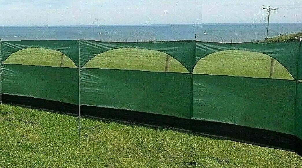 Windbreaker Wind Privacy Screen Camping Blocker 5 Panel Garden Beach Wind Shield 5ft High x 27.4ft Long (1 Forest Green)