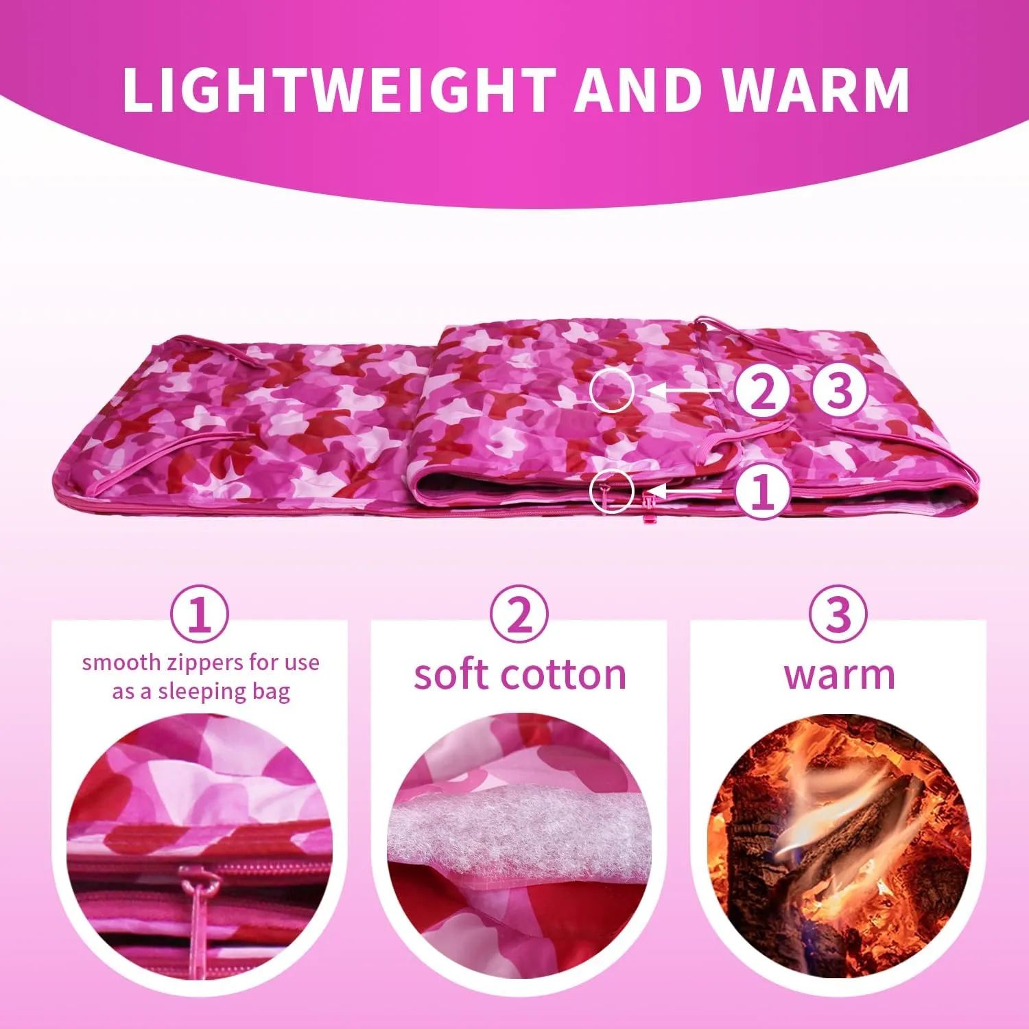 WINWAY Outdoor Down Camping Blanket Military Camping Sleeping Bag with Zipper,Packable Waterproof Lightweight Poncho Liner for Hiking,Travel, Stadium