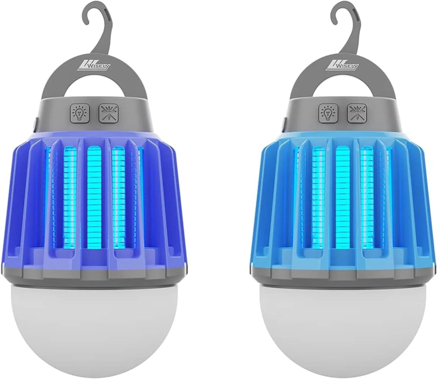 Wisely Bug Zapper Outdoor/Indoor Electric, USB-C Rechargeable Mosquito Killer Lantern Lamp, Portable Insect Electronic Zapper Indoor Trap, with LED Light 2PK