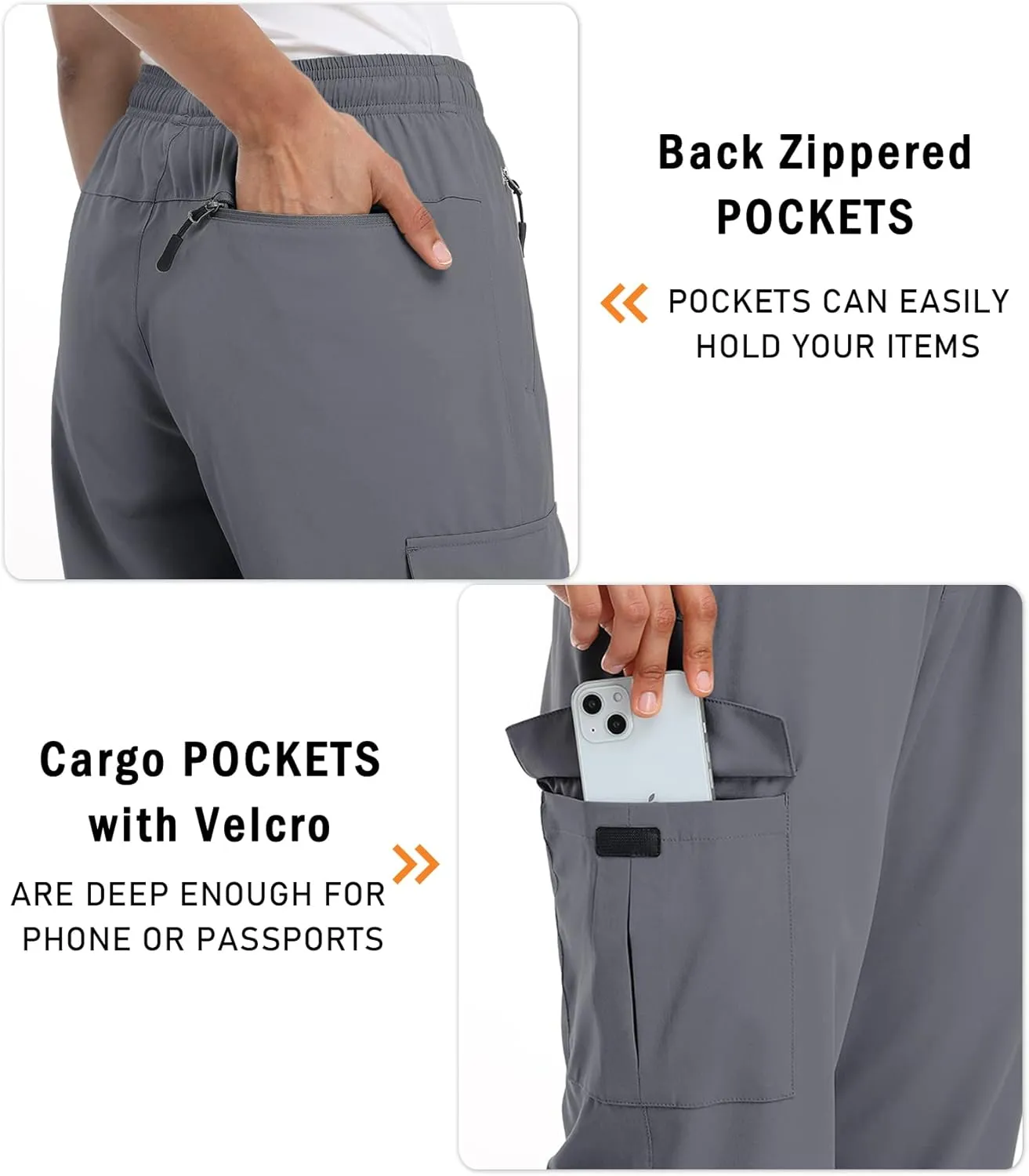 Women's Cargo Hiking Pants Camping Fishing Drift Quick Dry Water Resistant UPF50  Workout Travel Pants 5 Zip Pockets