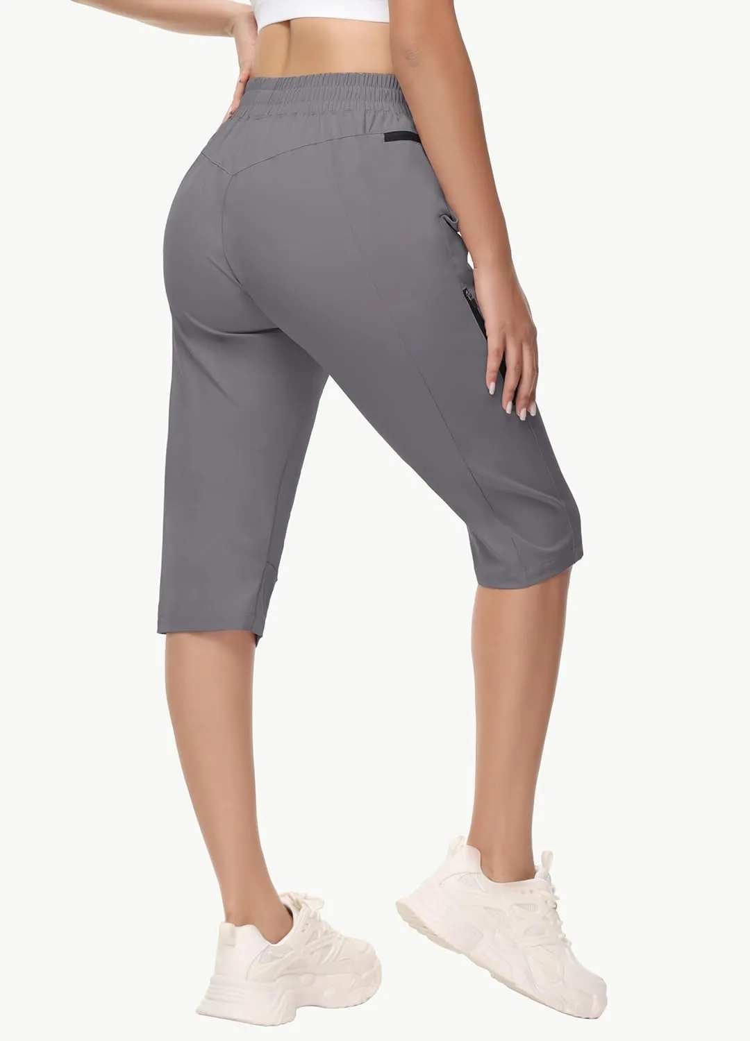 Women's Long Shorts 15" Below The Knee Capri Hiking Shorts Quick Dry Lightweight Outdoor Casual Crop Pants Cargo