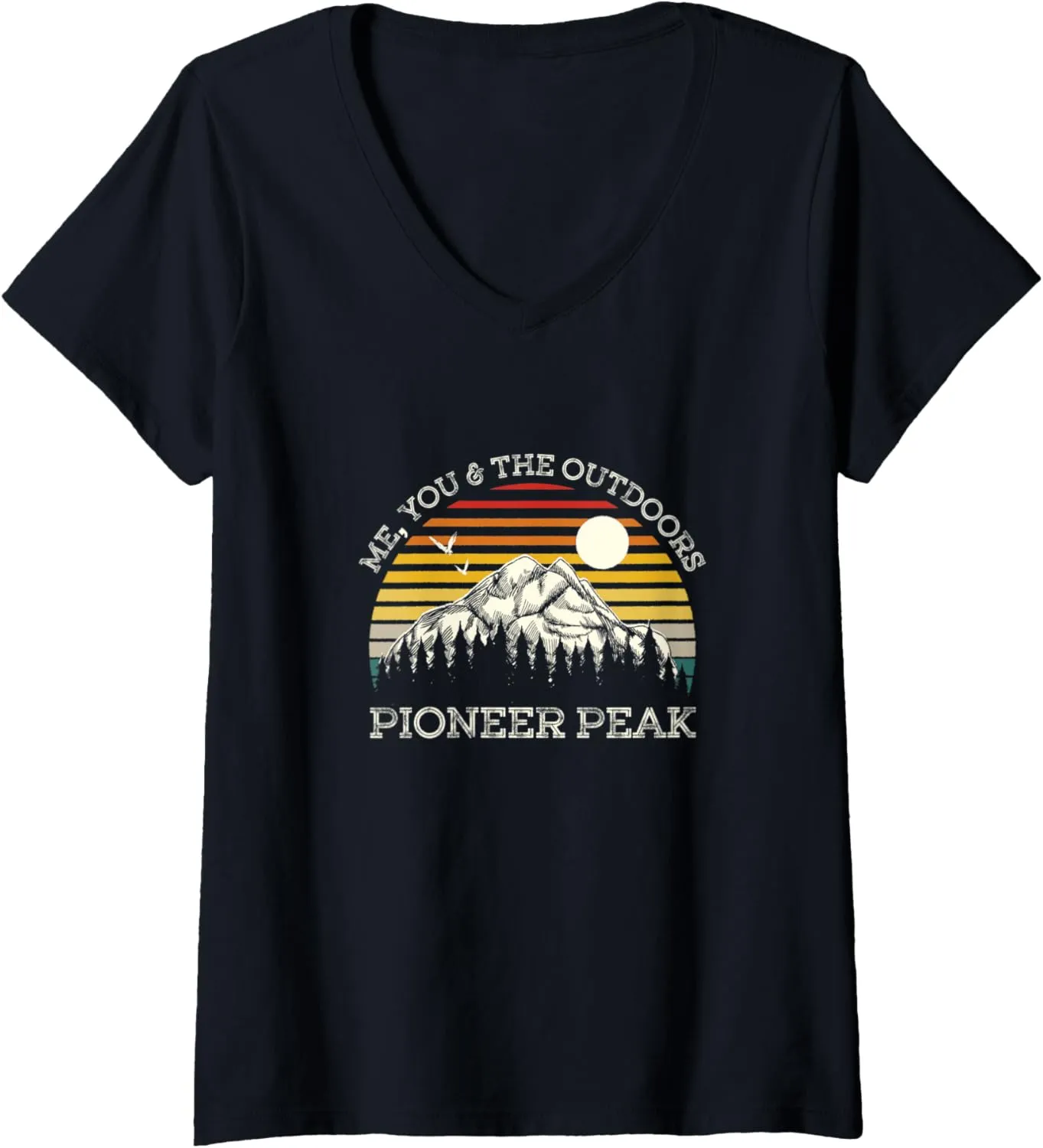 Womens Me You and the Outdoors Pioneer Peak Hiking Alaska Hiker V-Neck T-Shirt