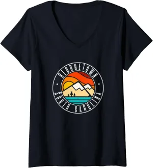 Womens Minimalist Outdoors Georgetown South Carolina SC V-Neck T-Shirt