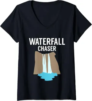 Womens Waterfall Chaser Water Hiking Hiker Trekking Nature Outdoor V-Neck T-Shirt