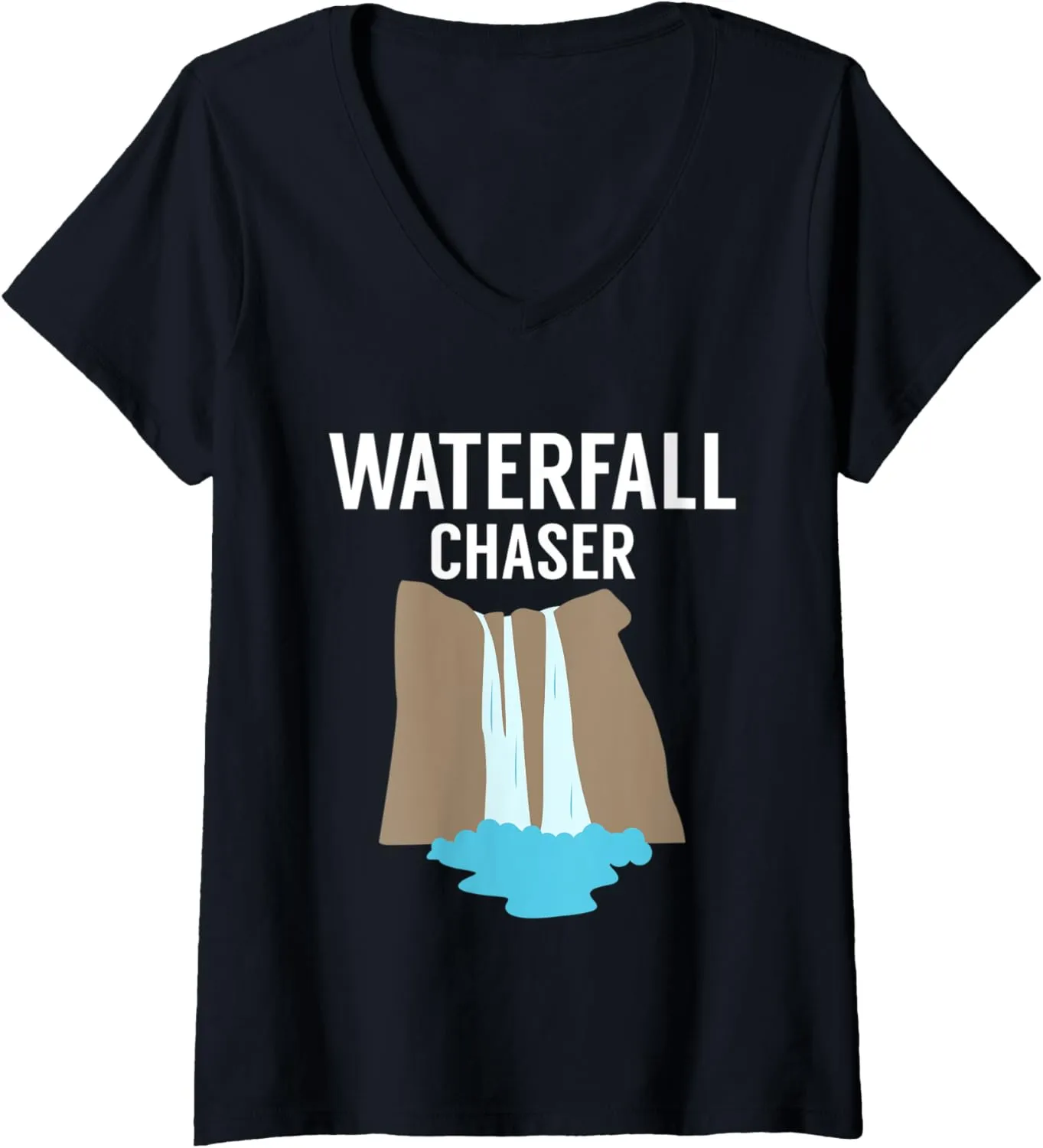 Womens Waterfall Chaser Water Hiking Hiker Trekking Nature Outdoor V-Neck T-Shirt