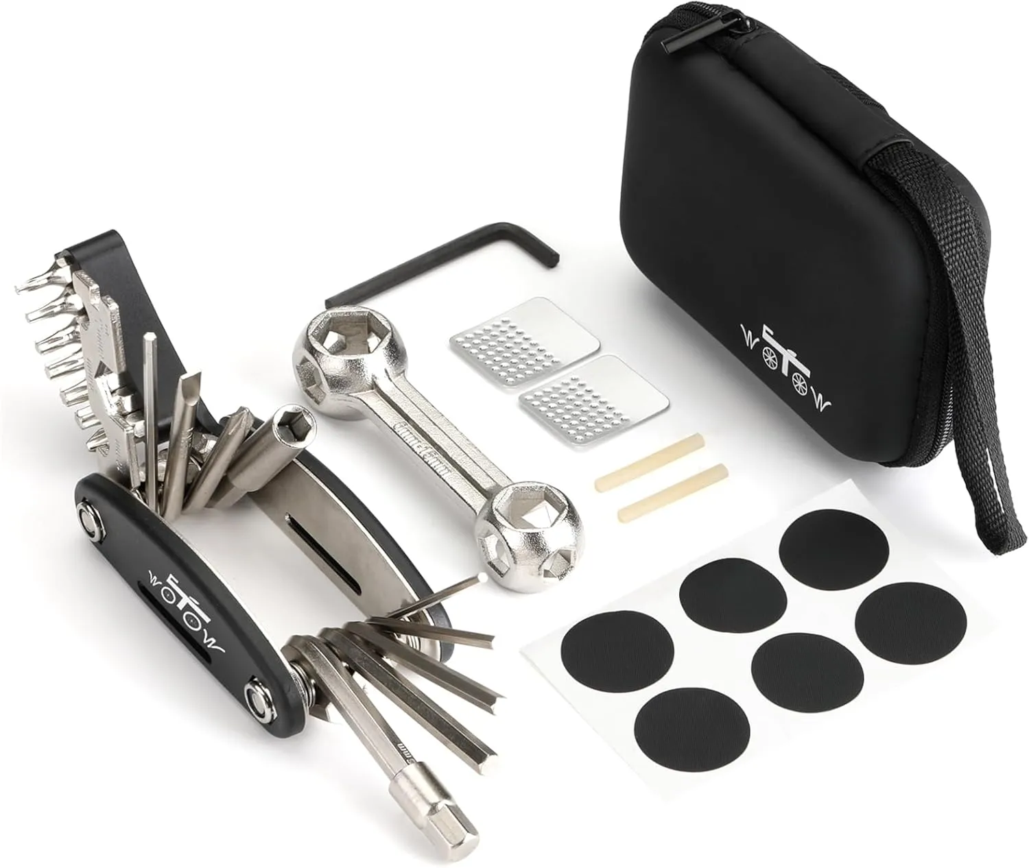 WOTOW Bike Repair Tool Kit - 21 in 1 Bicycle Multitool with Bone Wrench Portable Mountain Bike Tool Kit Riding Emergency Maintenance, Hex Key Wrench & Bike Tube Patch Kit & Tire Lever (21 in 1 Bone)