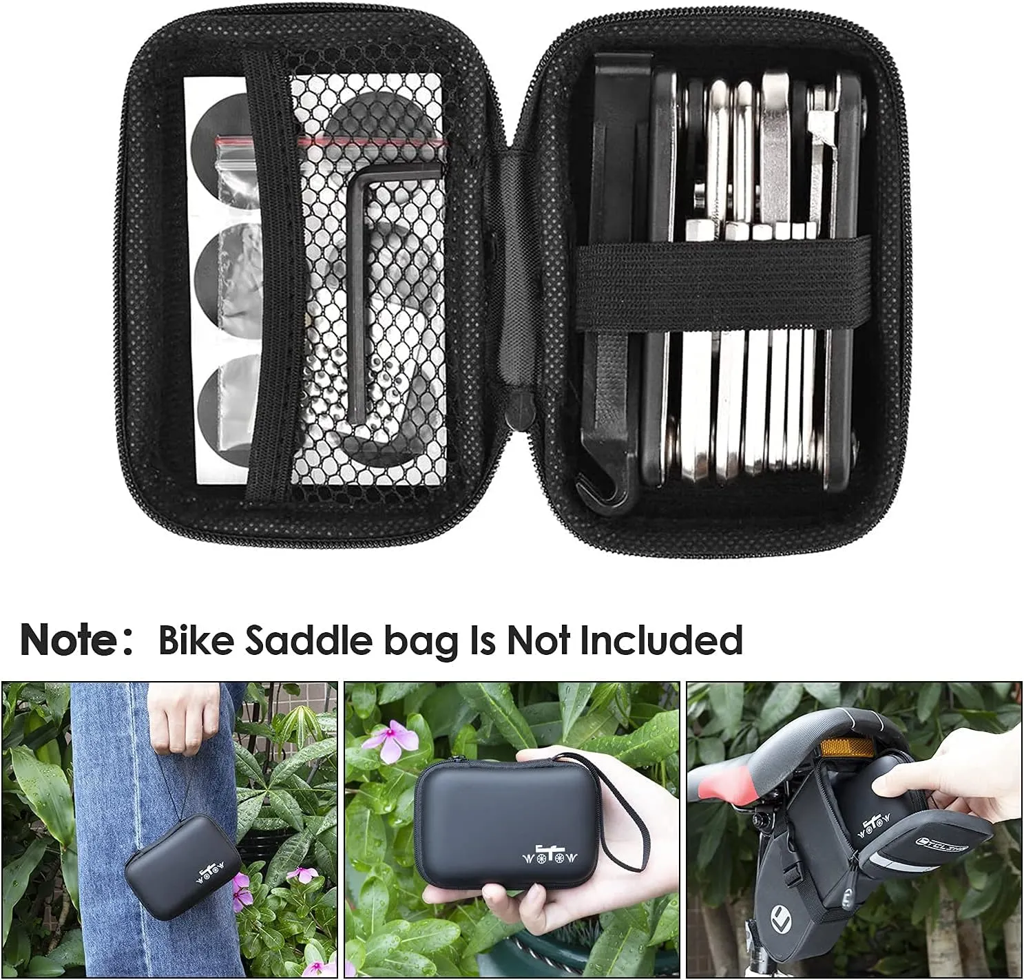 WOTOW Bike Repair Tool Kit - 21 in 1 Bicycle Multitool with Bone Wrench Portable Mountain Bike Tool Kit Riding Emergency Maintenance, Hex Key Wrench & Bike Tube Patch Kit & Tire Lever (21 in 1 Bone)