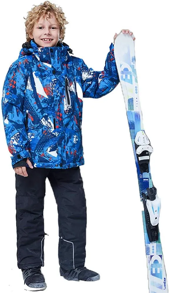 WOWULOVELY Girls Boy's Winter Ski Jackets Waterproof Kids Snowboarding Jacket Snow Coat Thicken Warm Hooded Ski Jacket