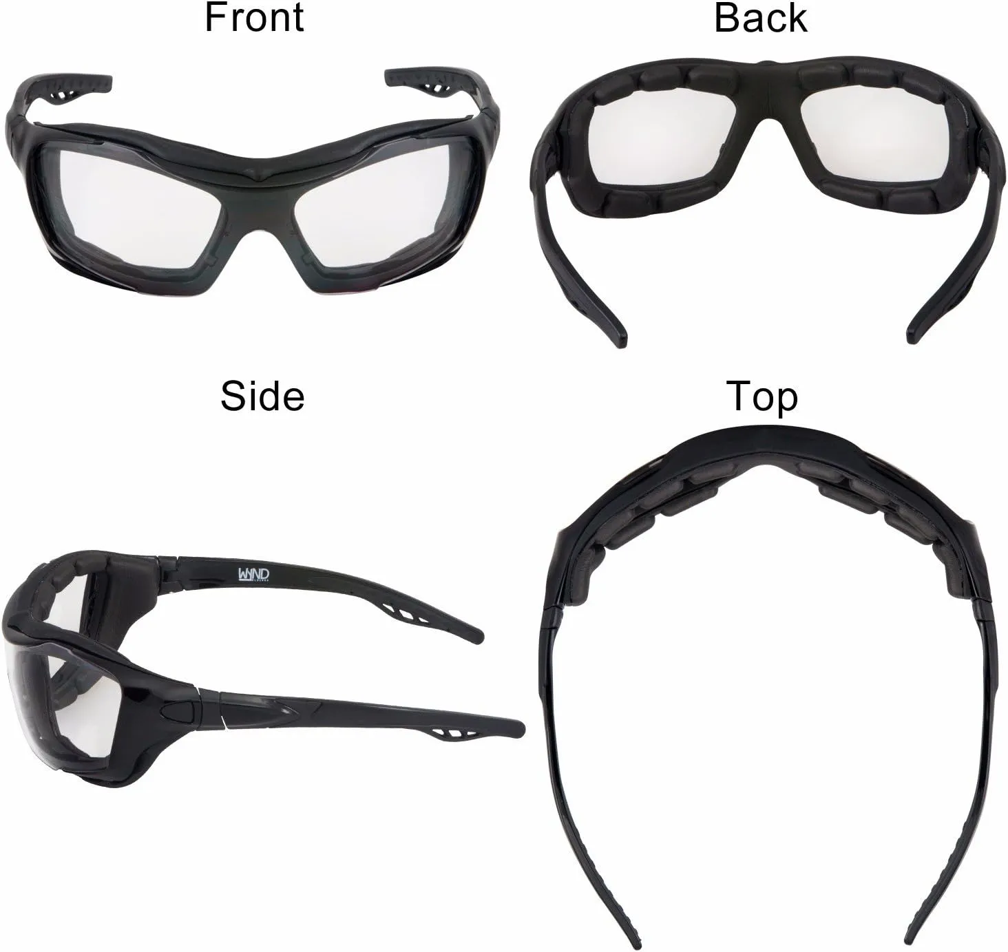 WYND Blocker Motorcycle Riding Glasses Extreme Sports Wrap Sunglasses (Black/Clear)