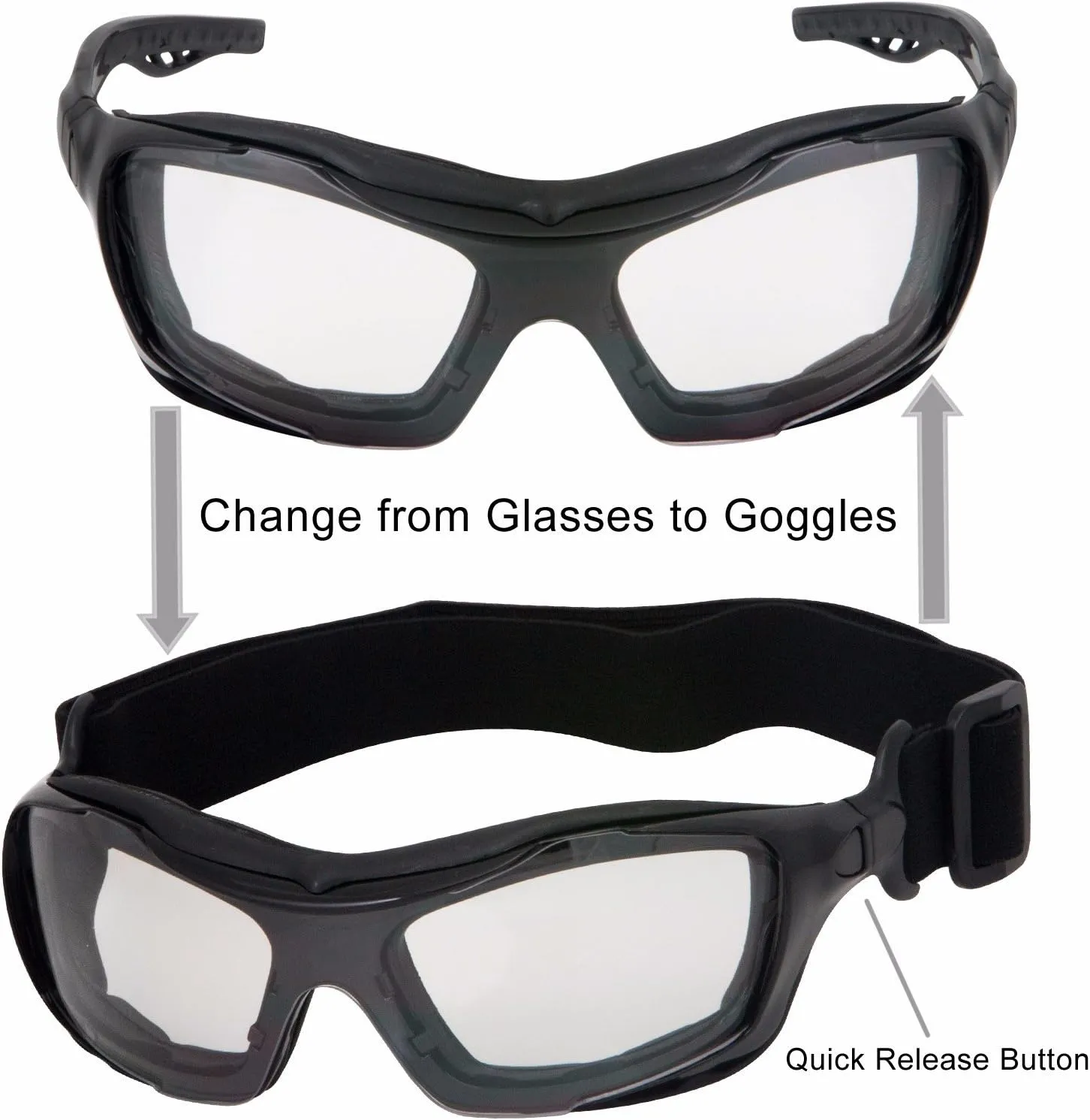 WYND Blocker Motorcycle Riding Glasses Extreme Sports Wrap Sunglasses (Black/Clear)