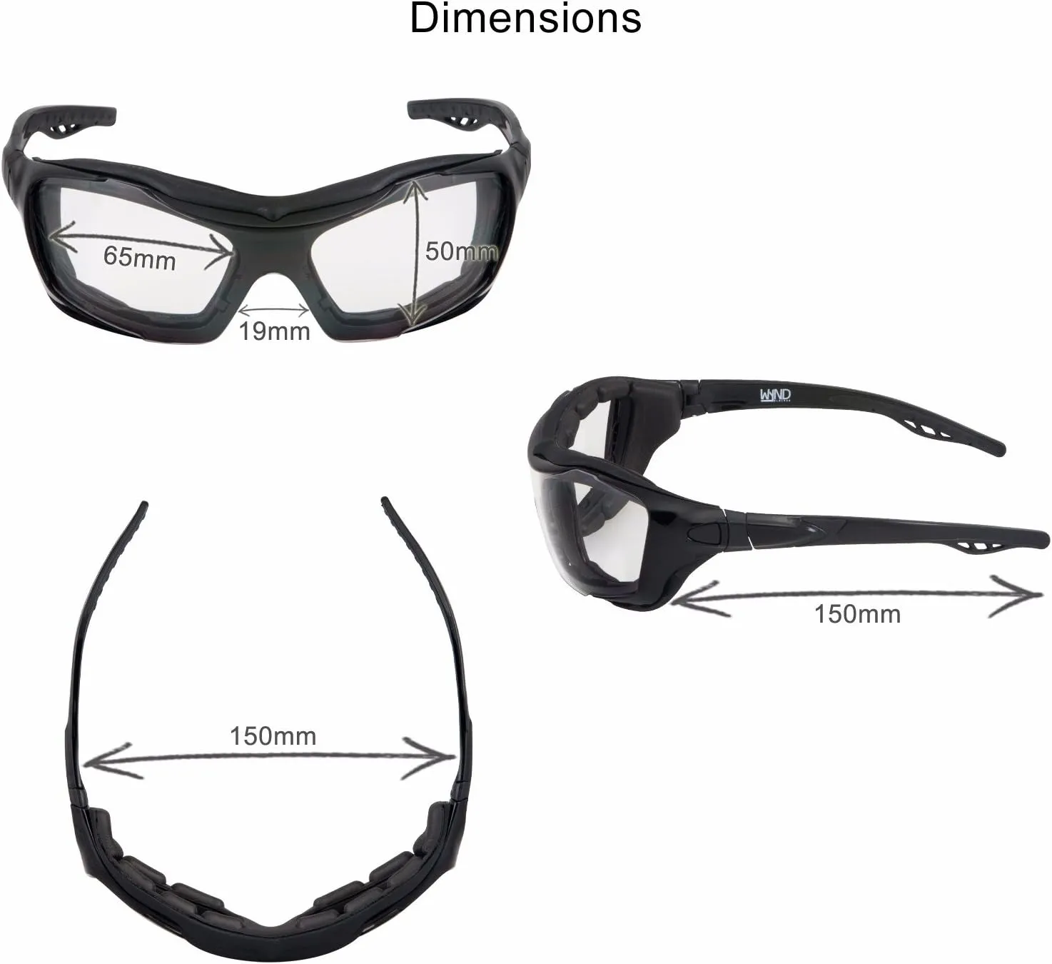 WYND Blocker Motorcycle Riding Glasses Extreme Sports Wrap Sunglasses (Black/Clear)
