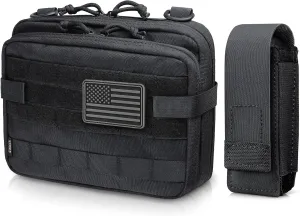WYNEX Tactical Large Admin Pouch of Double Layer Design, Molle EDC EMT Utility Pouch with Map Sleeve Modular Tool Pouch, WYNEX OC Pepper Spray Holster Pouch, Small MOLLE Flashlight Holder