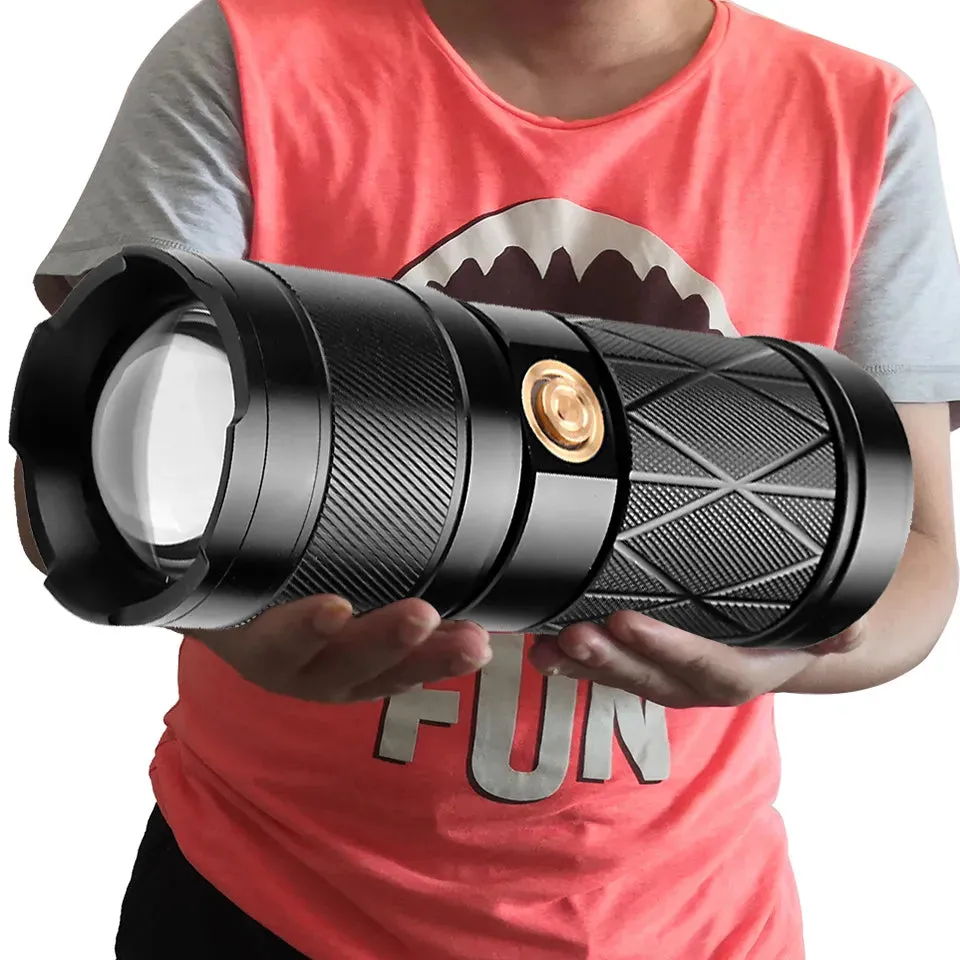 XHP90.2 Super Bright Led Double Head Flashlight Waterproof Rechargeable Zoomable Torch Work Light Spotlight Floodling Lantern