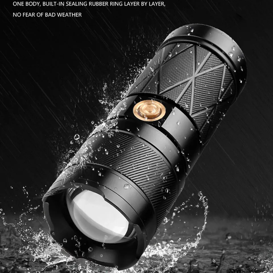 XHP90.2 Super Bright Led Double Head Flashlight Waterproof Rechargeable Zoomable Torch Work Light Spotlight Floodling Lantern