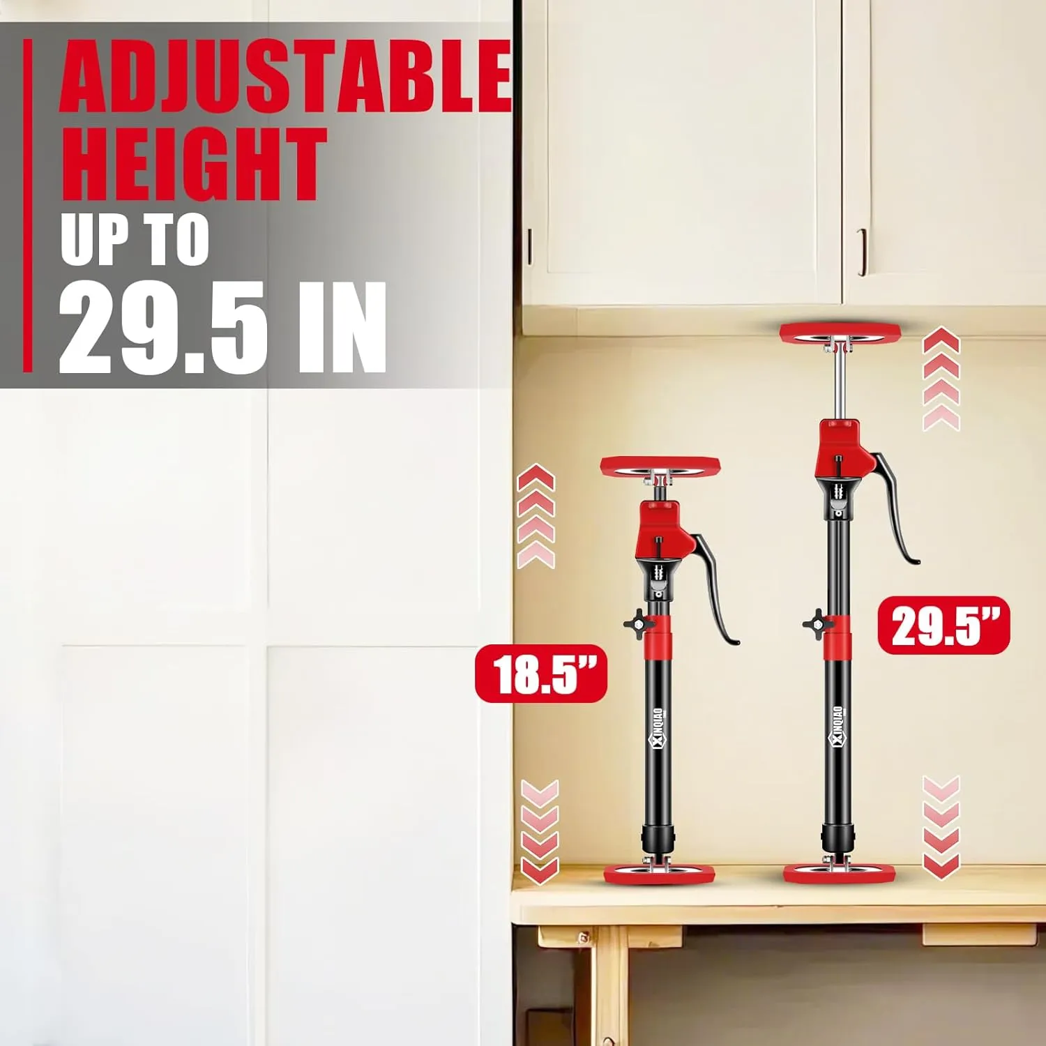 XINQIAO Cabinet Jacks for Installing Cabinets, Heavy Duty Third Hand Tools Adjustable Support Pole from 18.5 in to 29.5 in, 1 PC