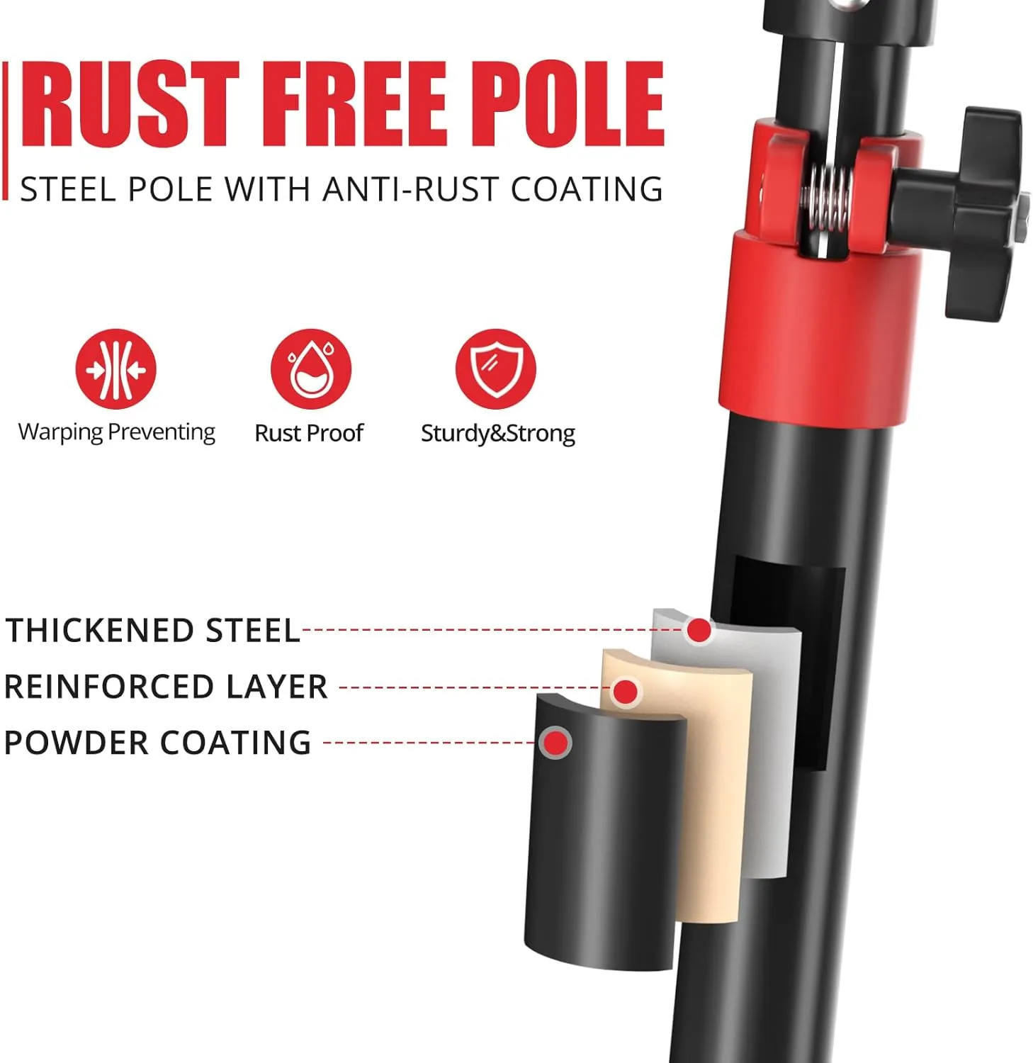 XINQIAO Cabinet Jacks for Installing Cabinets, Heavy Duty Third Hand Tools Adjustable Support Pole from 18.5 in to 29.5 in, 1 PC