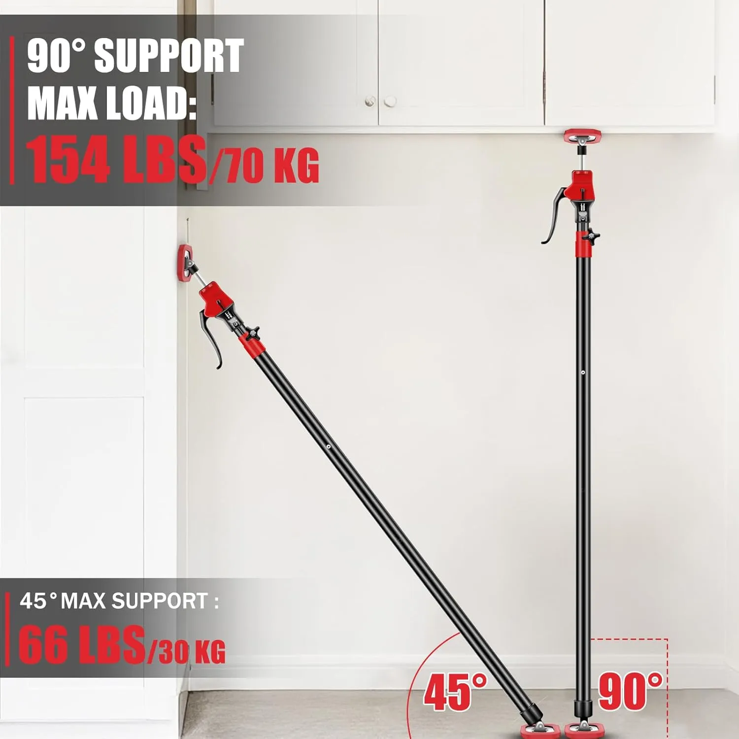 XINQIAO Cabinet Jacks for Installing Cabinets, Heavy Duty Third Hand Tools Adjustable Support Pole from 49.2 in to 114.2 in, 2 PCS