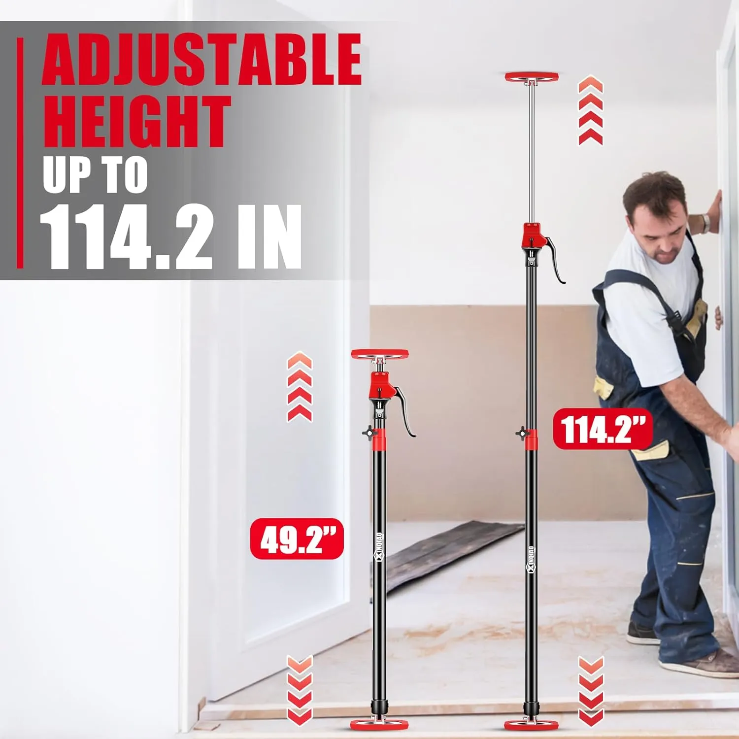 XINQIAO Cabinet Jacks for Installing Cabinets, Heavy Duty Third Hand Tools Adjustable Support Pole from 49.2 in to 114.2 in, 2 PCS