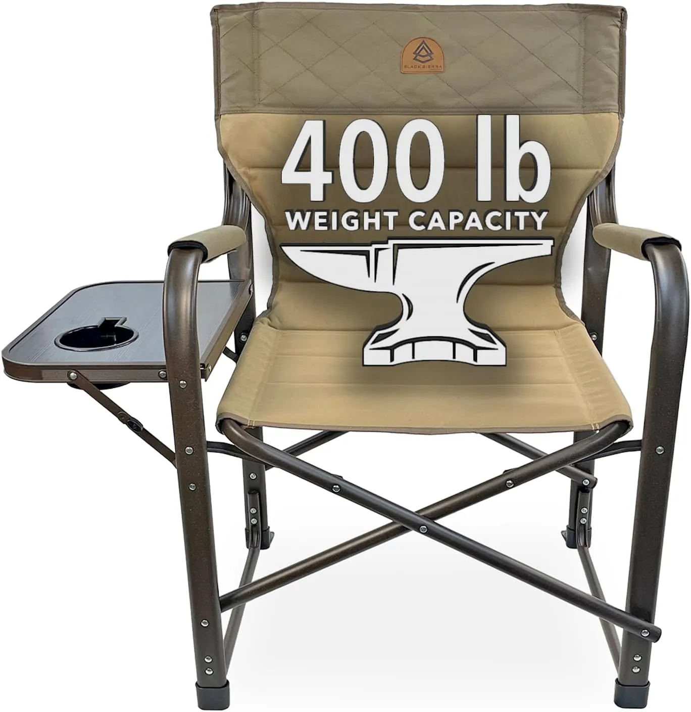 XL Directors Chair with Foldable Side Table, Heavy Duty Camp Chair supports 400 Lbs, Oversize Outdoor Folding Seat with High Back and Padded Armrests for Lawn, Beach, Tailgating, Sports