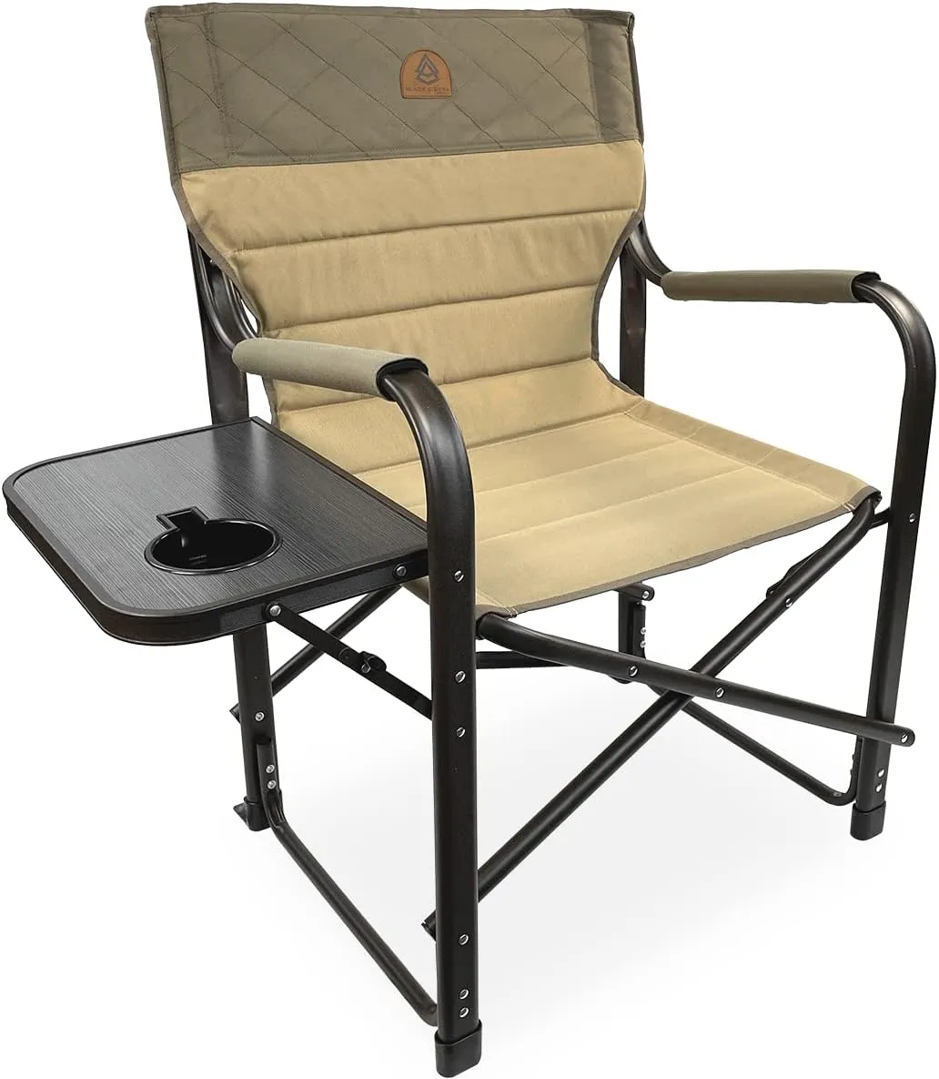 XL Directors Chair with Foldable Side Table, Heavy Duty Camp Chair supports 400 Lbs, Oversize Outdoor Folding Seat with High Back and Padded Armrests for Lawn, Beach, Tailgating, Sports