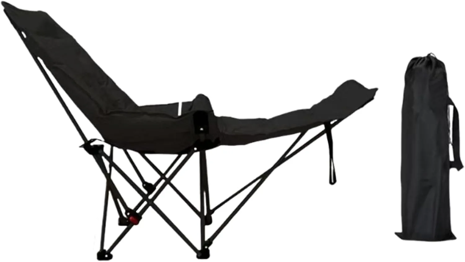 Yiju Reclining Camping Chair with Removable Foot Rest, Recliner Beach Chair Comfortable Foldable for Patio Beach Concert Traveling, Black