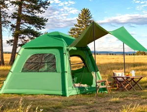 YOLENY Inflatable Camping Tent, 2/4/6/8 Person Glamping Inflatable Tents for Camping, Easy Setup Portable Water-Resistant Cabin Tent with Mesh Windows & Pumps, 4 Season