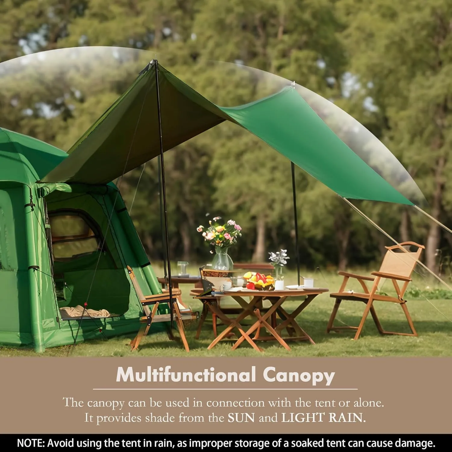 YOLENY Inflatable Camping Tent, 2/4/6/8 Person Glamping Inflatable Tents for Camping, Easy Setup Portable Water-Resistant Cabin Tent with Mesh Windows & Pumps, 4 Season