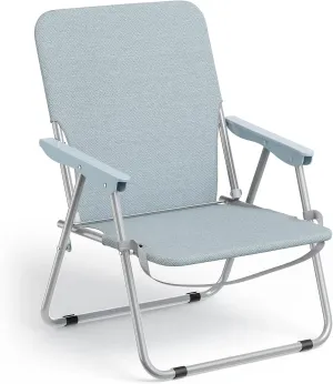 YSSOA Folding Beach Adults, Portable Beach Chair Low Back, Backpack Chair for Camping Made of High Strength 600D Oxford Fabric and Steel Frame, Outdoor Folding Chair, Patio Dining Chair, Grey