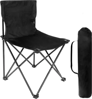 YSSOA Portable Folding Camping Chair with Carry Bag for Adults, Collapsible Anti-Slip Padded Oxford Cloth Stool for Beach, Hiking, Fishing, Gardening, Picnic Color: Black, Size: Large