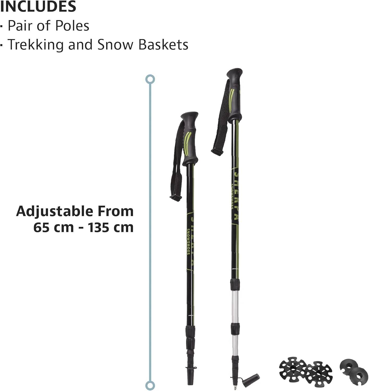 Yukon Charlie's Sherpa Trekking Poles, Twist Lock Adjustment System, Hiking Poles and Snow Baskets, Multiple Styles & Sizes