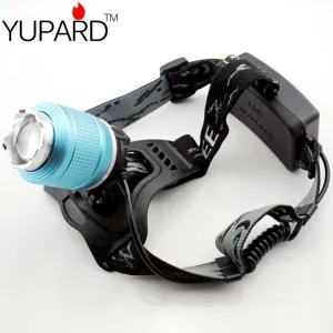 YUPARD Q5 LED Headlight Head Light Lamp Zoomable blue light 18650 rechargeable battery camping lantern hunting fishing Outdoor