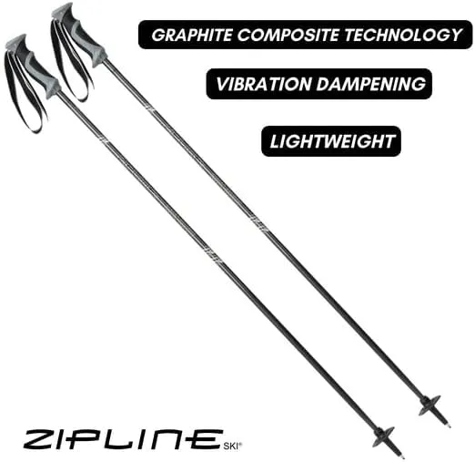 Zipline Lollipop 14.0 Graphite Carbon Composite Ski Poles – Lightweight, Durable, All-Mountain – Ergonomic Grip, Vibration Dampening, Ideal for Groomers and Freestyle. Choice of Olympic Skiers