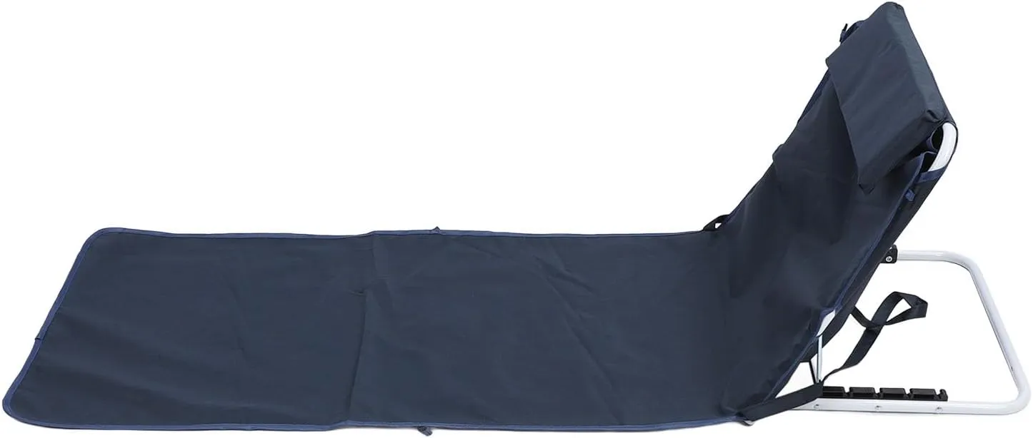 ZJchao Beach Lounge Chair Folding Portable Adjustable Reclining Beach Mat 330.7lb Load Bearing for Pool Camping (Navy Blue)